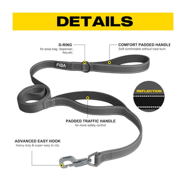 Fida Heavy Duty Dog Leash - red